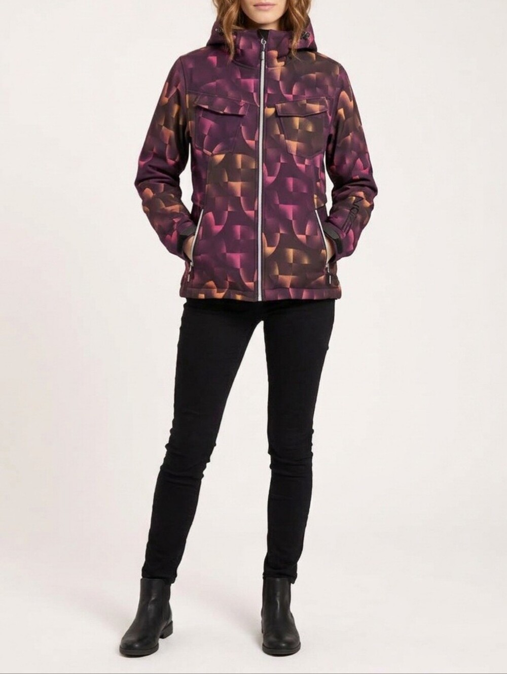 Sz M Noize Hooded Jacket in Purple, Pink, Yellow Gradient Print - Picture 11 of 11